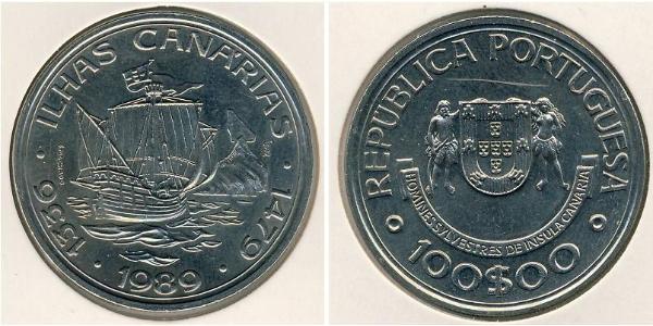 100 Escudo Portuguese Republic (1975 - ) Silver 