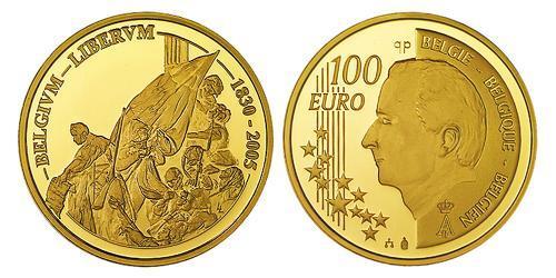 100 Euro Belgio Oro Albert II dei Belgi