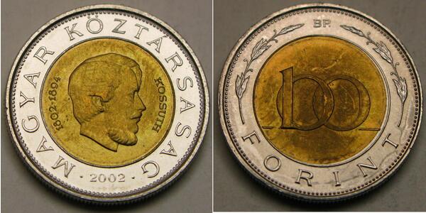 100 Forint Ungheria (1989 - ) Bimetal 