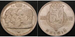 100 Franc Belgique Argent 