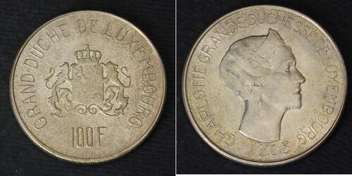 100 Franc Luxembourg (pays) Argent 