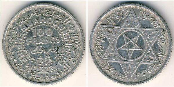 100 Franc Maroc Argent Mohammed V (roi du Maroc) (1909 - 1961)