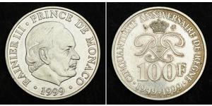 100 Franc Monaco Argent Rainier III