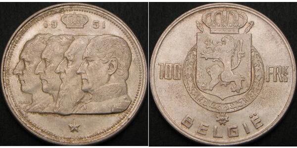 100 Franc Belgio Argento 