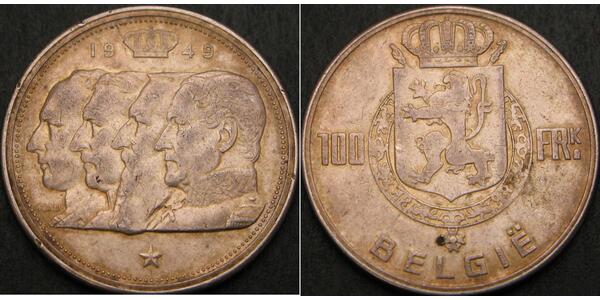 100 Franc Belgio Argento 