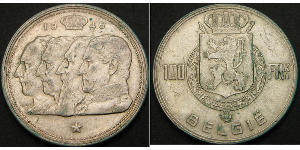100 Franc Belgio Argento 