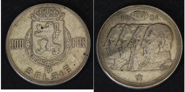 100 Franc Belgio Argento 