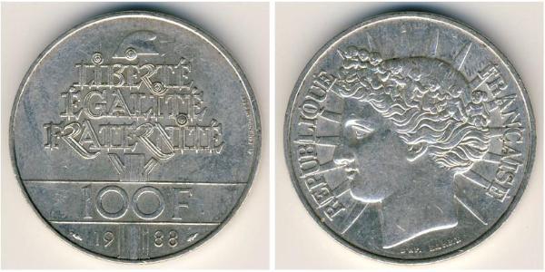 100 Franc Quinta Repubblica francese (1958 - ) Argento 
