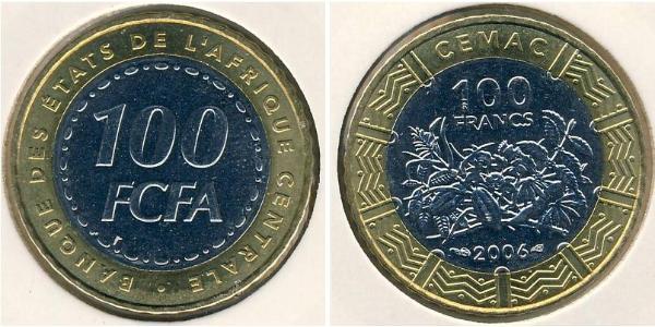 100 Franc República Centroafricana Bimetal 