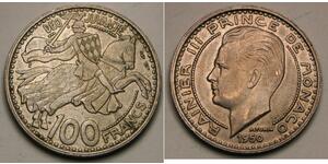 100 Franc Monaco Copper/Nickel Rainier III, Prince of Monaco