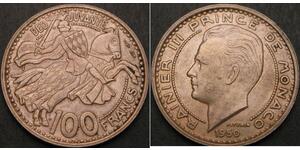 100 Franc Monaco Copper/Nickel Rainier III, Prince of Monaco