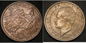 100 Franc Monaco Copper/Nickel Rainier III, Prince of Monaco