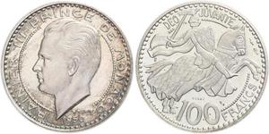 100 Franc Monaco Copper/Nickel Rainier III, Prince of Monaco