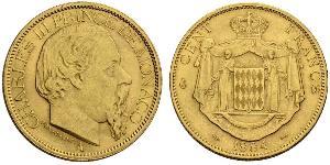 100 Franc Monaco Gold Charles III Prince of Monaco (1818-1889)