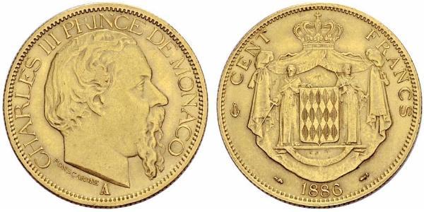 100 Franc Monaco Gold Charles III Prince of Monaco (1818-1889)