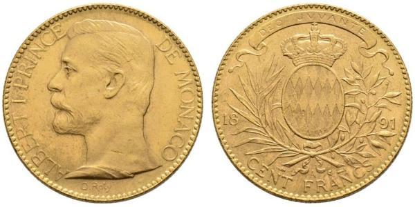 100 Franc Monaco Gold Albert I, Prince of Monaco (1848 - 1922)