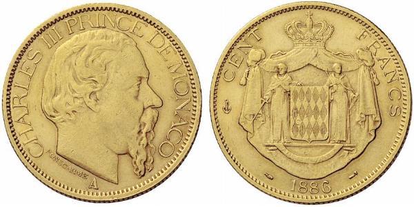 100 Franc Monaco Gold Charles III. von Monaco (1818-1889)