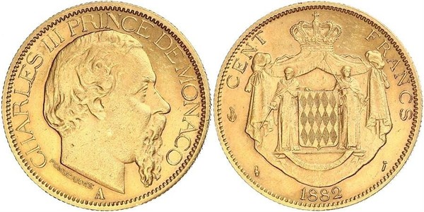 100 Franc Monaco Gold Charles III Prince of Monaco (1818-1889)