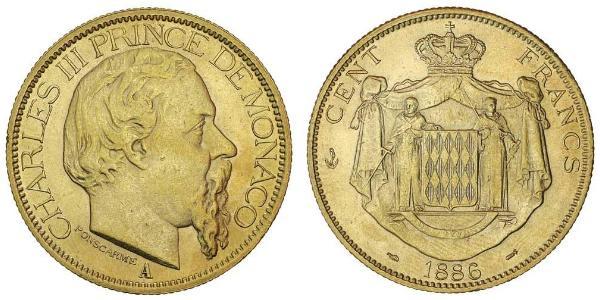 100 Franc Monaco Gold Charles III Prince of Monaco (1818-1889)