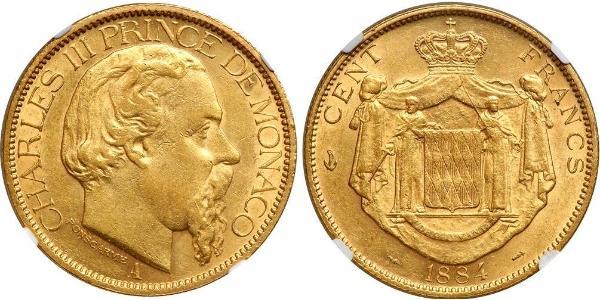 100 Franc Monaco Gold Charles III. von Monaco (1818-1889)