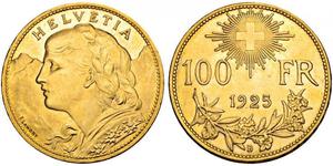 100 Franc Schweiz Gold 