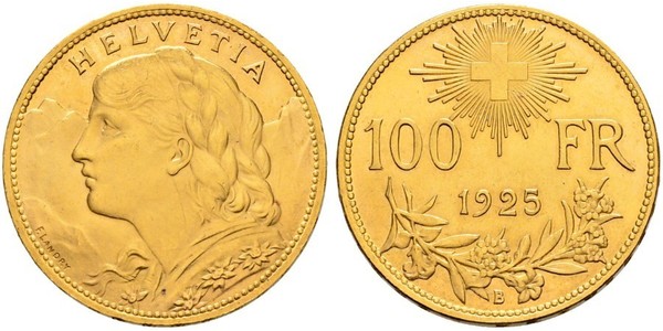 100 Franc Schweiz Gold 