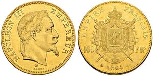 100 Franc Second French Empire (1852-1870) Gold Napoleon III (1808-1873)