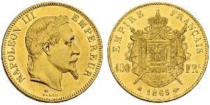 100 Franc Second French Empire (1852-1870) Gold Napoleon III (1808-1873)