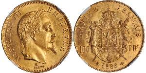 100 Franc Second French Empire (1852-1870) Gold Napoleon III (1808-1873)