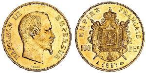 100 Franc Second French Empire (1852-1870) Gold Napoleon III (1808-1873)