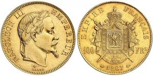 100 Franc Second French Empire (1852-1870) Gold Napoleon III (1808-1873)