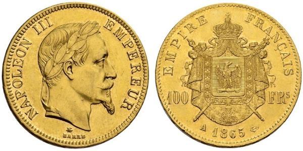 100 Franc Second French Empire (1852-1870) Gold Napoleon III (1808-1873)