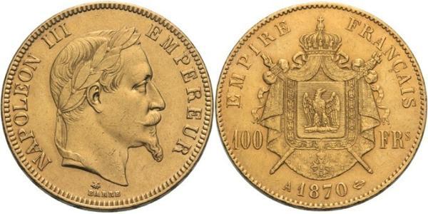 100 Franc Second French Empire (1852-1870) Gold Napoleon III (1808-1873)