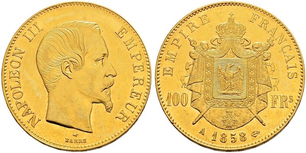 100 Franc Second French Empire (1852-1870) Gold Napoleon III (1808-1873)