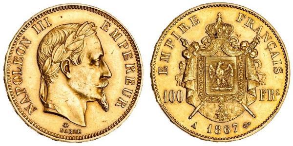 100 Franc Second French Empire (1852-1870) Gold Napoleon III (1808-1873)