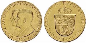 100 Franc Liechtenstein Or Franz Joseph II, Prince of Liechtenstein (1938 - 1989) 