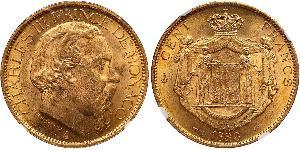 100 Franc Monaco Or Charles III de Monaco (1818-1889)