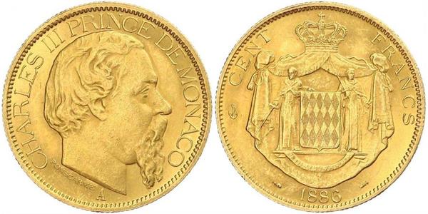 100 Franc Monaco Or Charles III de Monaco (1818-1889)