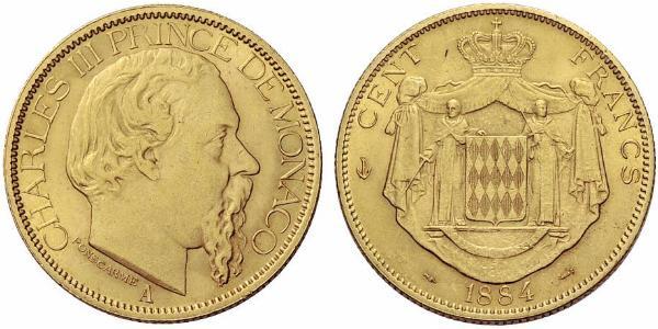 100 Franc Monaco Or Charles III de Monaco (1818-1889)