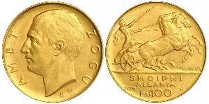 100 Franc Albanian Republic (1925-1928) Oro Zog I, Skanderbeg III of Albania