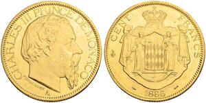 100 Franc Mónaco Oro Carlos III de Mónaco (1818-1889)