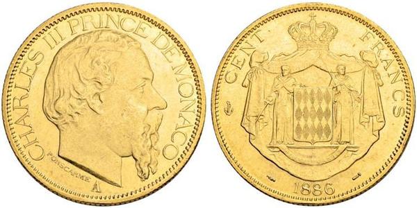 100 Franc Mónaco Oro Carlos III de Mónaco (1818-1889)