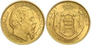 100 Franc Principato di Monaco Oro Carlo III di Monaco (1818-1889)