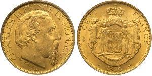 100 Franc Principato di Monaco Oro Carlo III di Monaco (1818-1889)