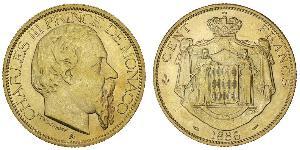 100 Franc Principato di Monaco Oro Carlo III di Monaco (1818-1889)