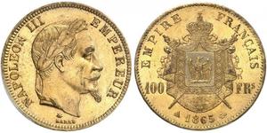 100 Franc Secondo Impero francese (1852-1870) Oro Napoleone III (1808-1873)