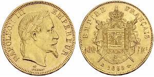 100 Franc Secondo Impero francese (1852-1870) Oro Napoleone III (1808-1873)