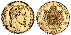 100 Franc Secondo Impero francese (1852-1870) Oro Napoleone III (1808-1873)