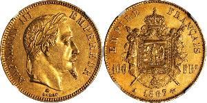 100 Franc Secondo Impero francese (1852-1870) Oro Napoleone III (1808-1873)