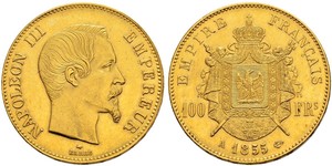 100 Franc Secondo Impero francese (1852-1870) Oro Napoleone III (1808-1873)